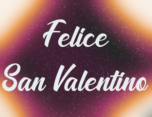 Happy Valentine's Day written in Italian - white -, dedication, message of love, party, declaration, ticket, violet and Orange  gradient background - obrazy, fototapety, plakaty