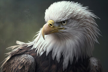 Obraz premium Portrait of a bald eagle, close up. Generative AI.