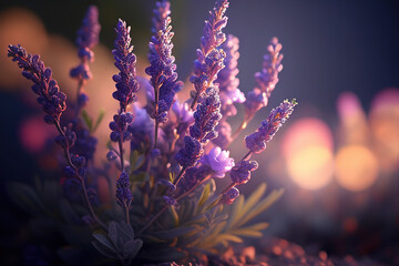Lavender Flowers, Illustration, Generative AI