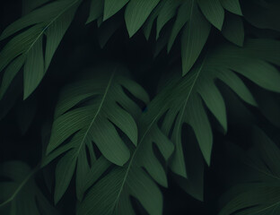 dark green leaves on dark background - generative aI