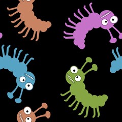 Cartoon bugs seamless caterpillars pattern for wrapping paper and kids clothes print and fabrics and accessories