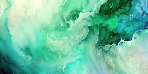 Fototapeta na wymiar Abstract Background Green Watercolor Paint Liquid Fluid Texture For Graphic Design. Generative AI.