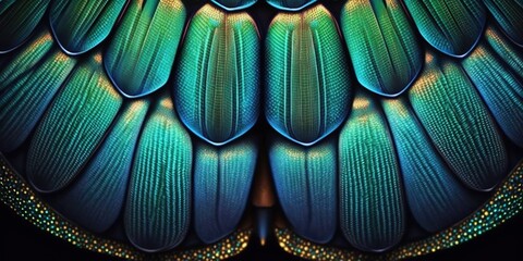 Iridescent Beetle Wing Pattern Background Texture. Generative AI. - obrazy, fototapety, plakaty