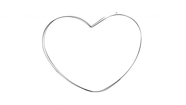 Valentine's Day. Animated sketch drawn heart isolated on white background.