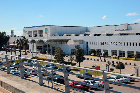 Antalya, Turkey - February 7, 2023: Domestic terminal of Antalya Airport, a major destination during the European summer leisure season.