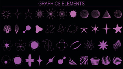 Big set of abstract geometric elements. Vector illustration.