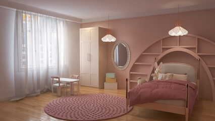 Naklejka na ściany i meble Children's room interior, 3d render, 3d illustration