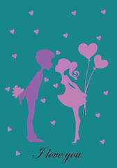 Fototapeta premium Vector illustration passionate couple Valentine's Day