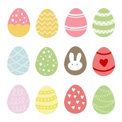 Easter eggs painted with different color patterns