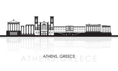 Silhouette Skyline panorama of city of Athens, Greece - vector illustration