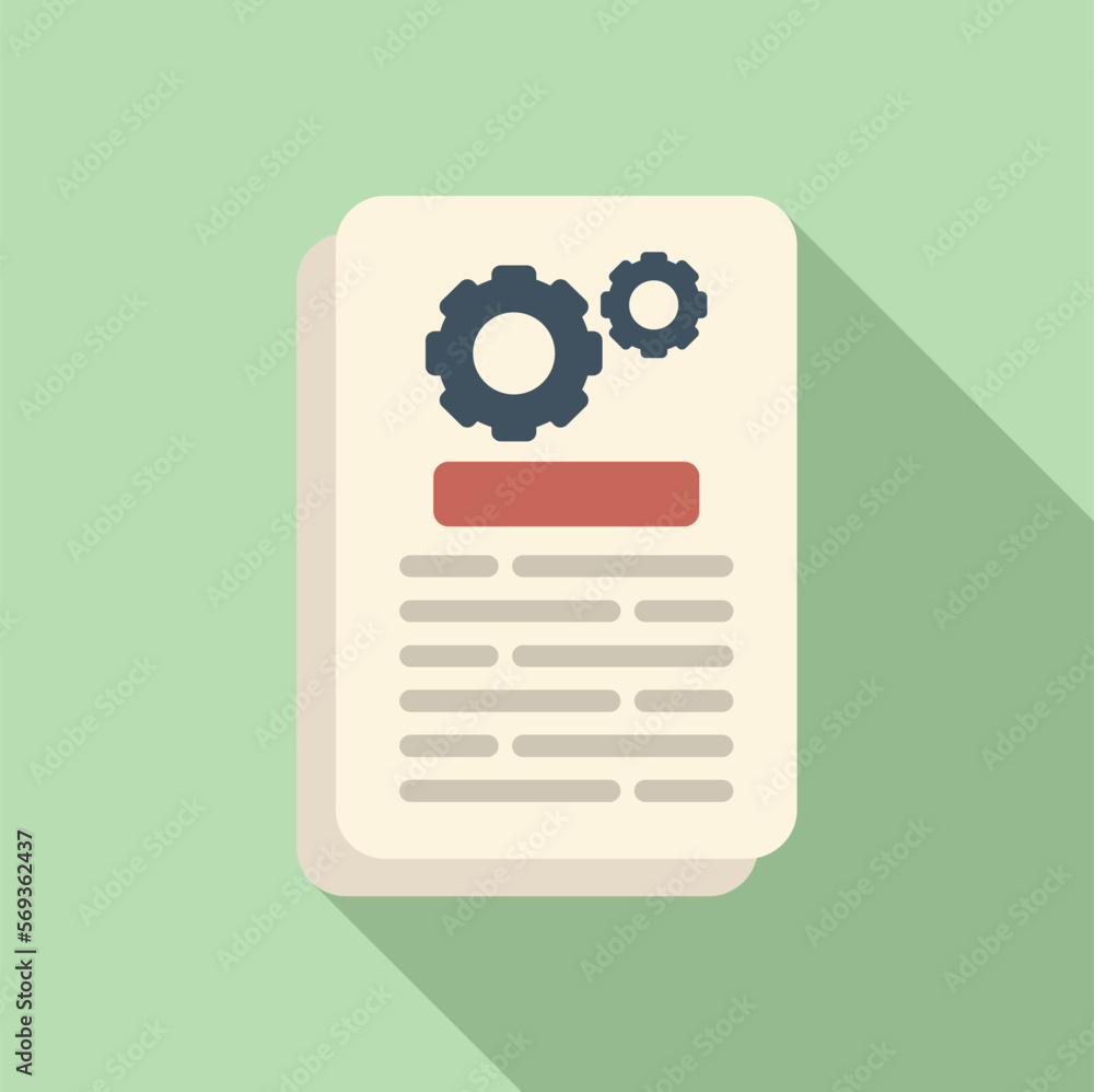 Poster digital document icon flat vector. data paper. manual page