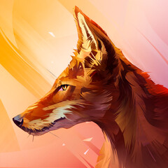 art muzzle of an animal. Colored portrait of a young fox - 569362887