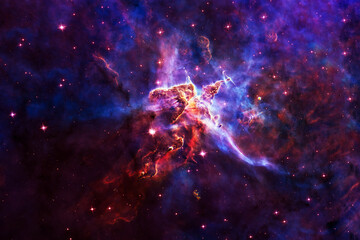 Blue space nebula with stars. Elements of this image furnished by NASA