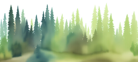 a forest painted with watercolor - generative ai