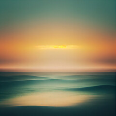 Naklejka na ściany i meble Beautiful sea or ocean landscape at sunset or sunrise, Generative AI