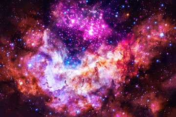 Fototapeta na wymiar Beautiful galaxy of red color with stars. Elements of this image were furnished by NASA.