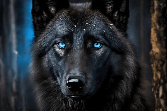 Black Wolf With Blue Eyes Wallpaper