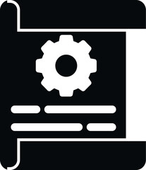 Gear paper icon simple vector. Book data. Business manual