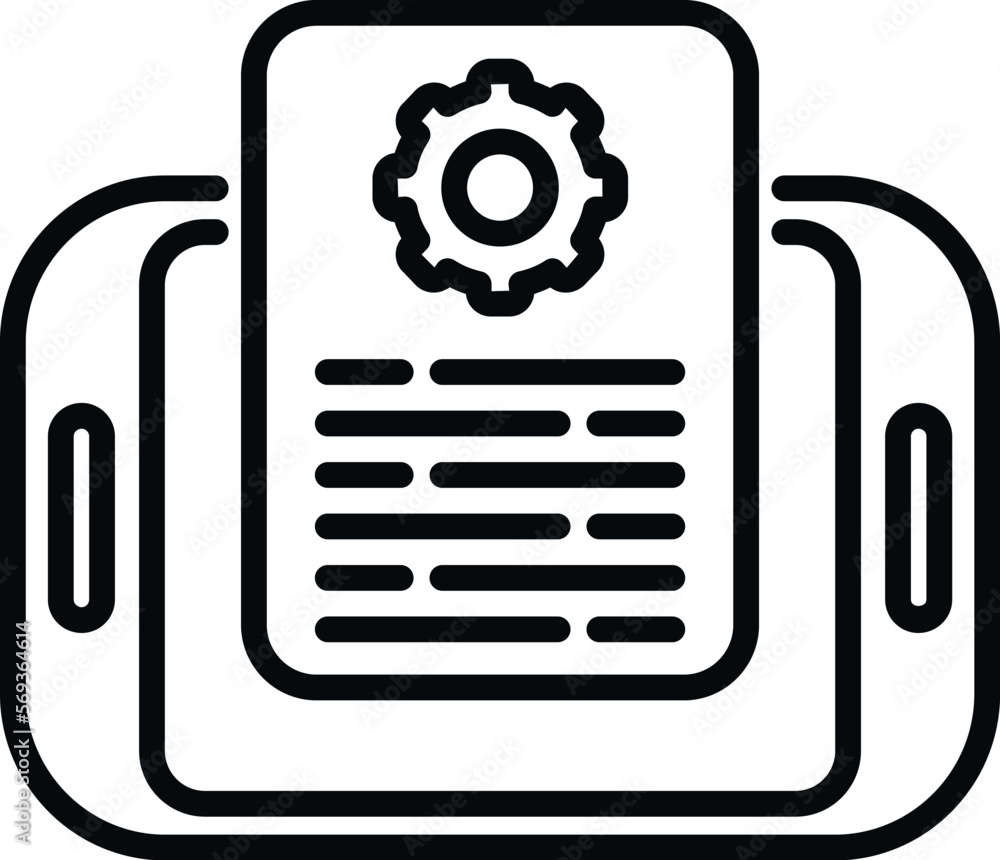 Poster tablet technical document icon outline vector. data support. help project