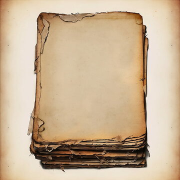vintage and authentic grunge stack of paper perfect for adding a touch of aged elegance to your designs. The image features a textured old paper background with subtle creases and fold , Generative AI