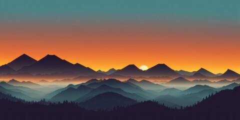 Obraz premium Mountain silhouette with layered horizons