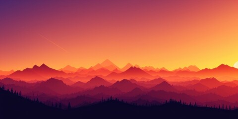 Obraz premium Mountain silhouette with layered horizons