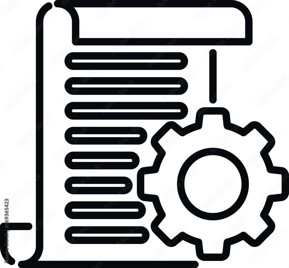 Poster gear project icon outline vector. book data. help guide