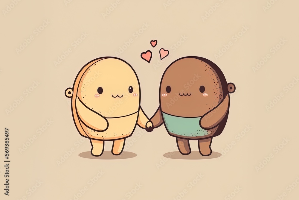 Poster Friendship and affection represented by two individuals holding hands Generative AI