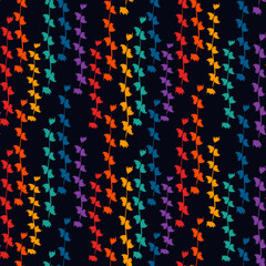 Brush lines and figures seamless pattern. Freehand stripes and shapes print. Mosaic background. Simple geometric motif. Floral ornament. Ethnic digital paper. Textile print. Trendy design. Vector art