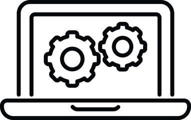 Laptop technical document icon outline vector. Paper manual. Page gear