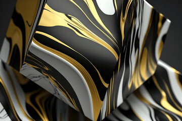 Black, White, and Goold marble background abstract texture. Luxury design for wallpapers, presentations, and backgrounds Generative AI