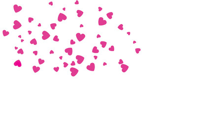 Clear pink hearts of various sizes on white background. 3D illustration. 3D CG. 3D illustration. PNG file format.	