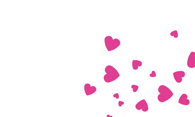 Clear pink hearts of various sizes on white background. 3D illustration. 3D CG. 3D illustration. PNG file format.	