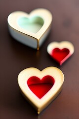 Fototapeta premium coeurs en cires colorés, décoration sous le signe de l'amour et des sentiments générative ia