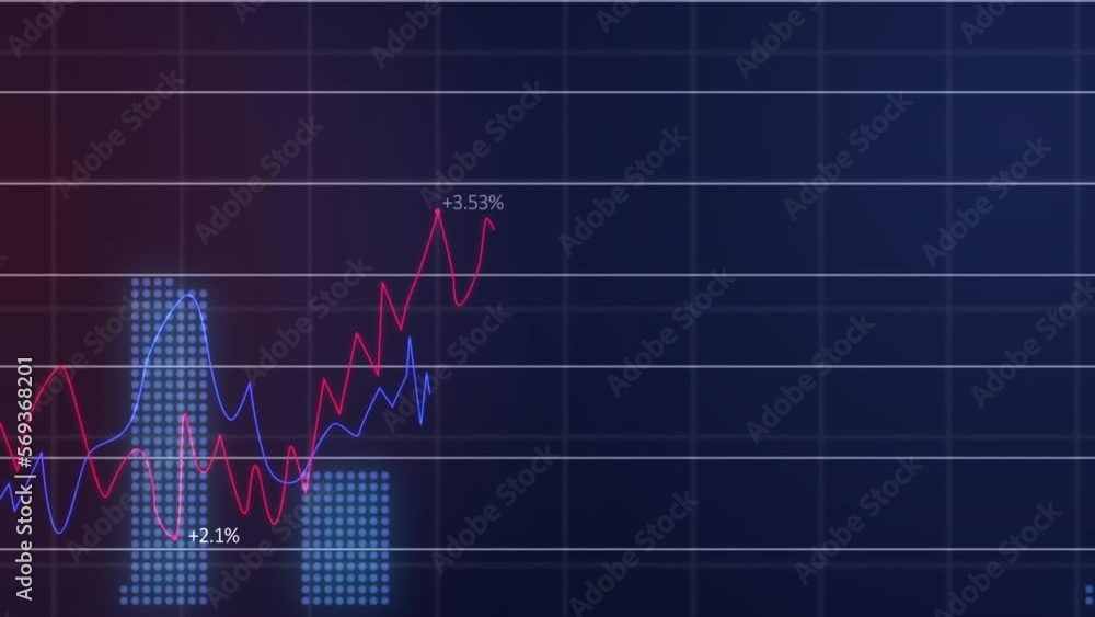 Poster animation of statistical data processing over grid network against blue gradient background