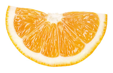 Ripe wedge of orange citrus fruit isolated on transparent background