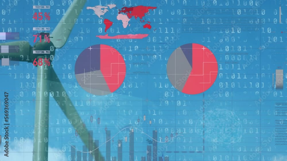 Poster animation of data processing over wind turbine