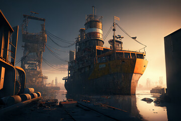 超リアルな廃墟やポストアポカリプス系背景イラスト(AI generated image)