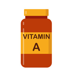 simple flat brown vitamin A drug bottle with yellow lable
