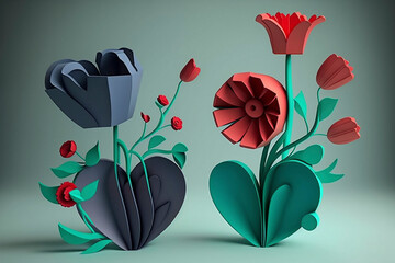 Effortless 3D flowers. Embodying the spirit of love. A celebration of affection. Valentine's Day festivity. ai generated.