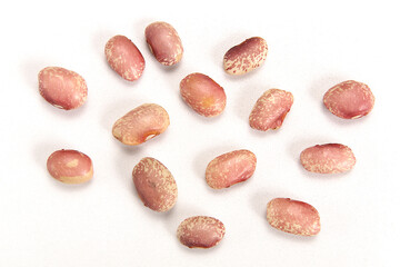 Pile of raw kidney beans, pinto beans isolated on white background, healthy food concept