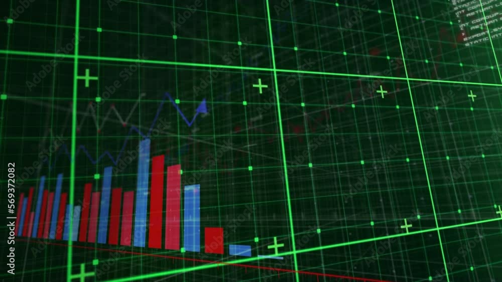 Poster animation of statistical data processing over grid network against green background