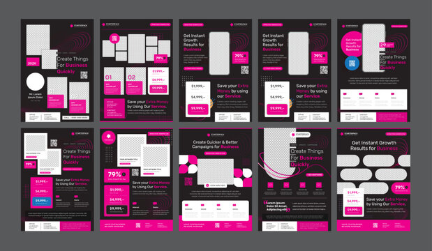 Pack of 10 Modern Multipurpose Advertisement Templates - Flyer, Poster, or phamplet © webelemento