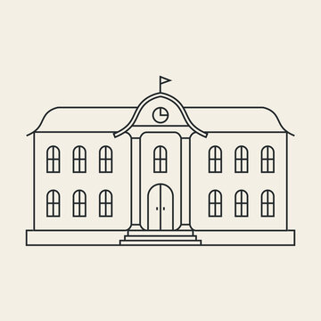 outlined school building with flag clip art preview