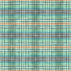 Teal rustic coastal beach house check fabric tile. Seamless sailor flannel textile gingham repeat swatch.