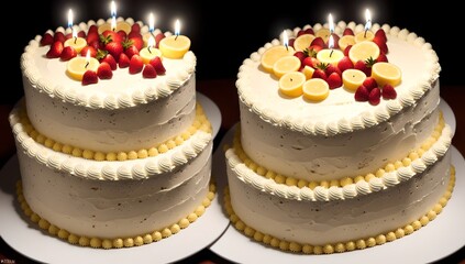 Delicious birthday cakes with candles on it 