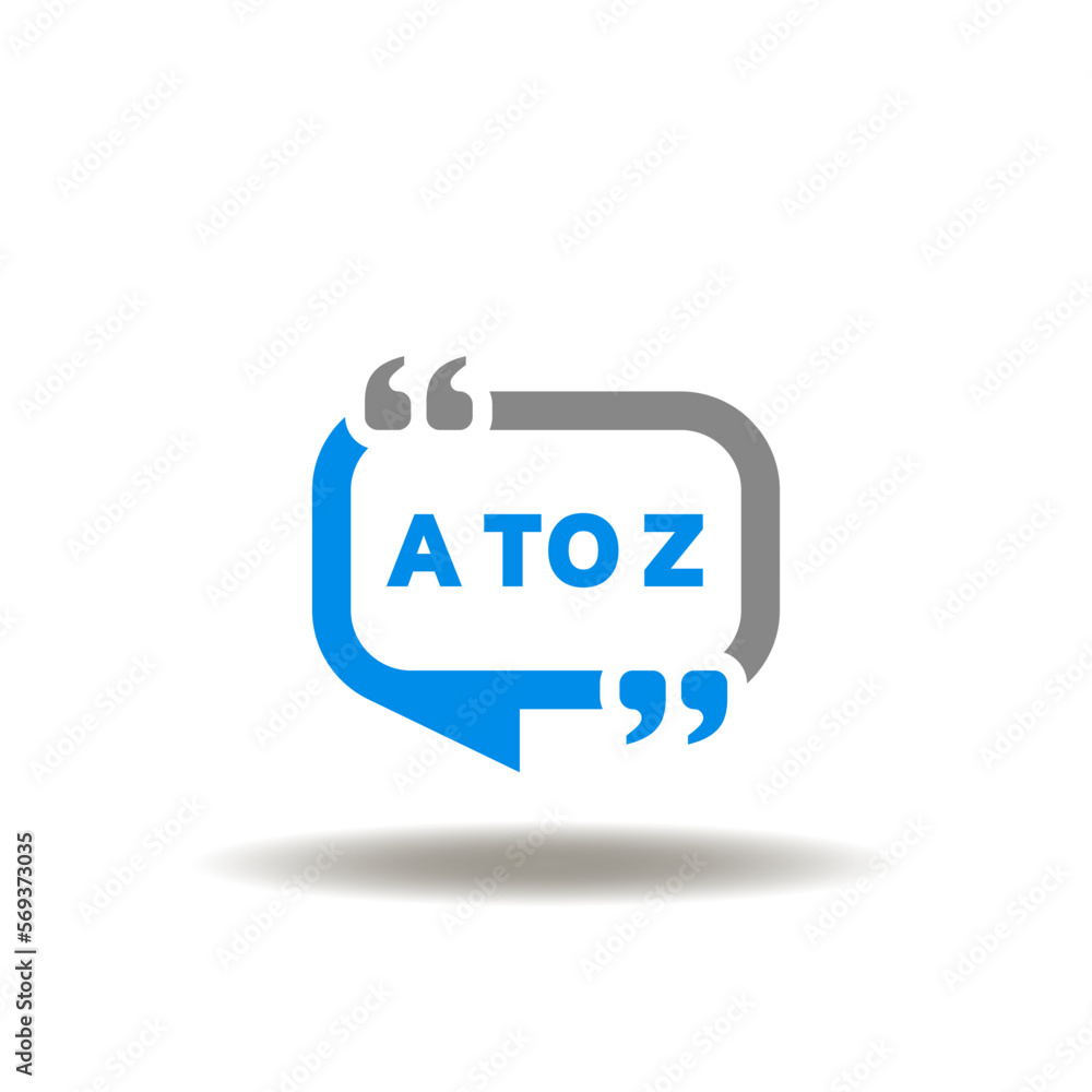 Poster vector illustration of speech bubble with comma and a to z. icon of a to z. symbol of education.