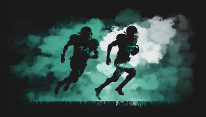 The Dash for Glory: A Couple of American Football Players Sprinting Across the Field