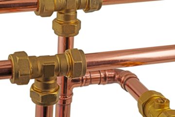 Plumbing pipework and compression fittings transparent png