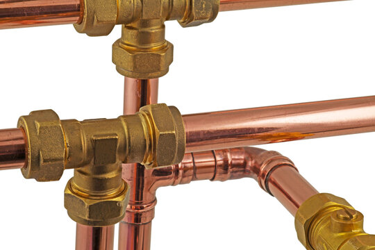 Plumbing pipework and compression fittings transparent png